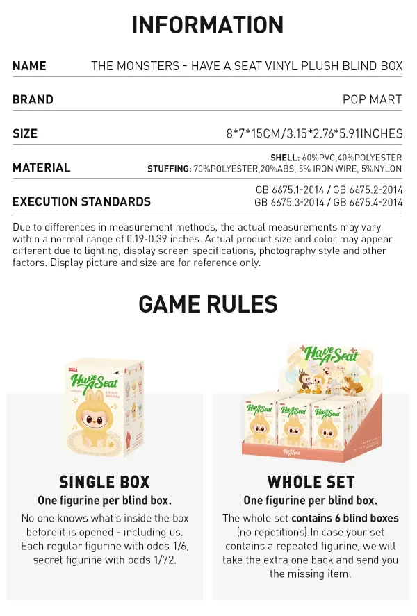 LABUBUTHE MONSTERS - Have a Seat Vinyl Plush Blind Box